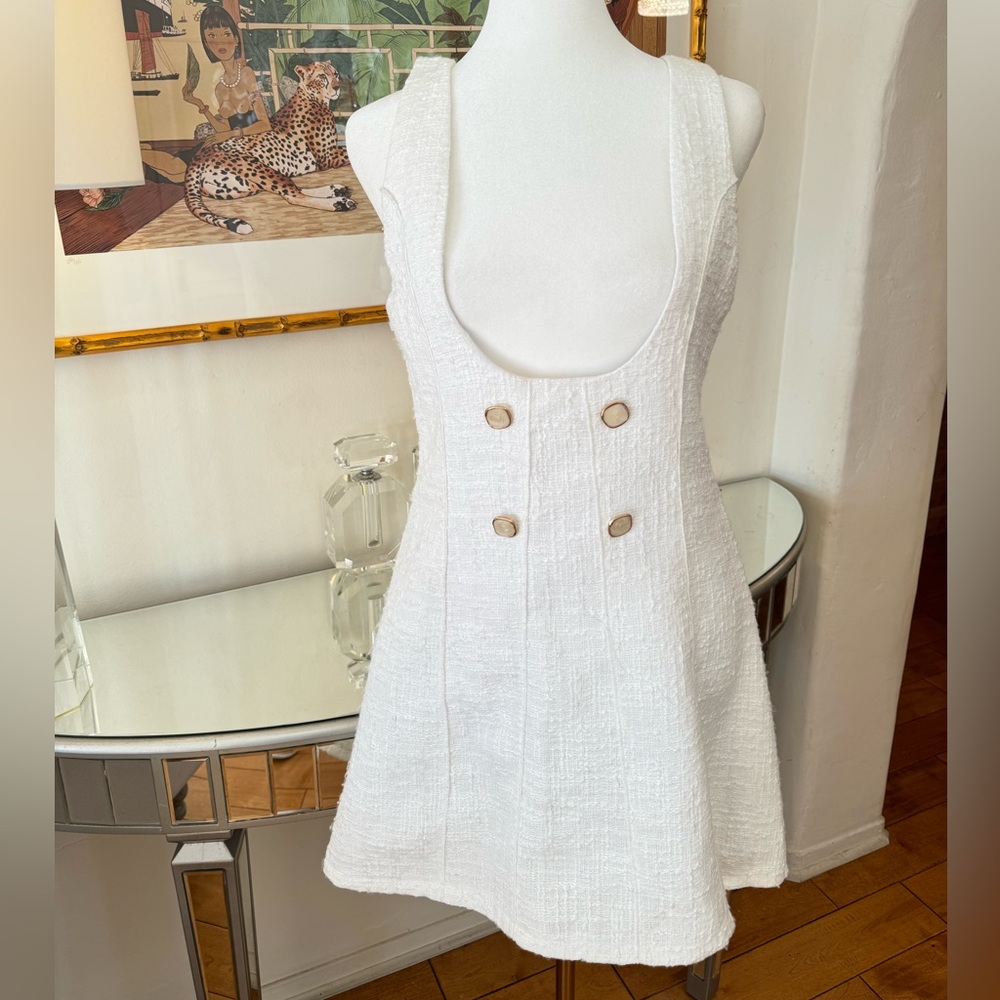 ZARA Textured Jewel Button Pinafore Dress. Size XS